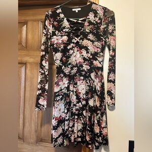 Charlotte Russe Floral Long Sleeve Dress mesh sleeves